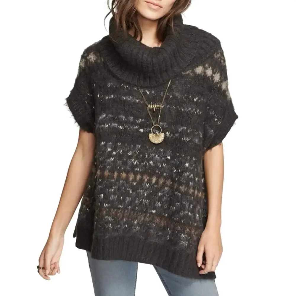 Free People Green Snow Bunny Fuzzy Chunky Wool Blend Sweater Size Medium